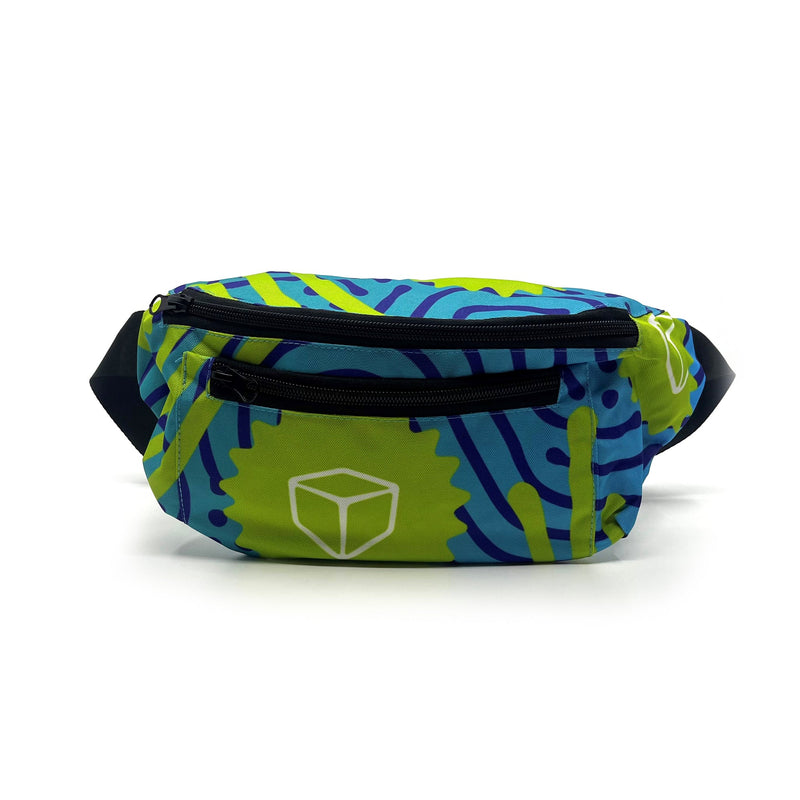 Two Zipper Fanny Pack - Green/Blue