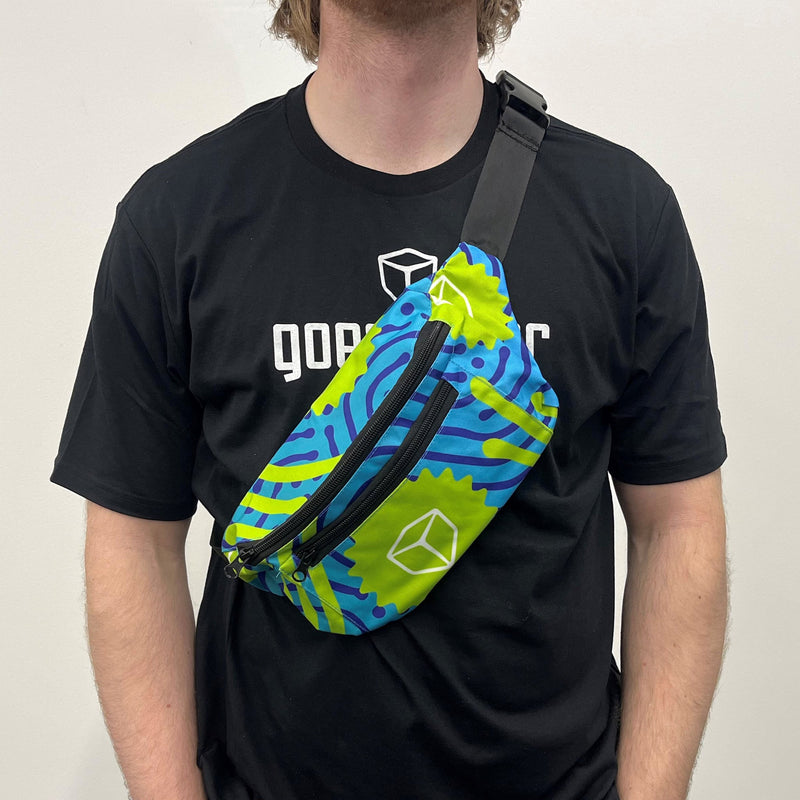 Two Zipper Fanny Pack - Green/Blue