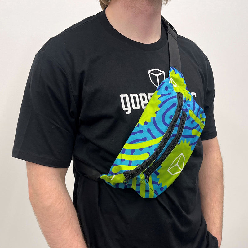 Two Zipper Fanny Pack - Green/Blue