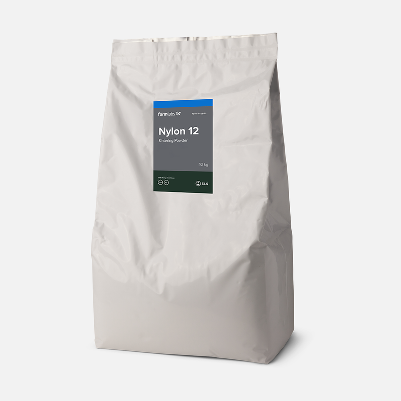 Formlabs Nylon 12 Powder - 10kg for Fuse 1 and 1+ SLS 3D Printers - Angled View
